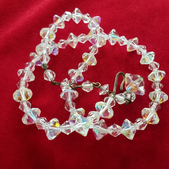 Vintage CHOKER CRYSTAL NECKLACE SINGLE STRAND hook clasp - Picture 7 of 12